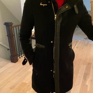 Faux Leather Trim Textured Wool Coat
COLE HAAN